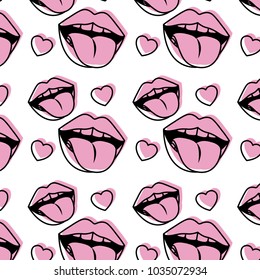 sensuality lips with tongue out pattern background