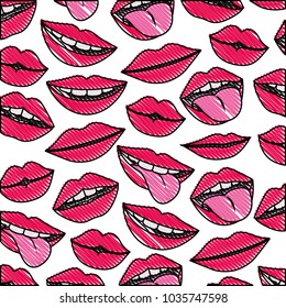 sensuality lips with tongue out pattern background