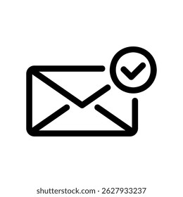 Sent or Confirmed Message Graphic Mail Envelope with Tick Symbol