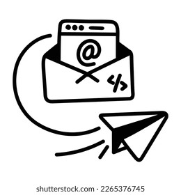 Icono de estilo de doodle de correo electrónico enviado 