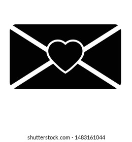 sent letter mail icon.  envelope with a heart icon. Love message sign. 