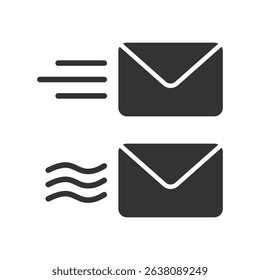 Sent mail envelope icon set isolated flat design vector illustration on white background.