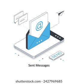 Sent messages isometric stock illustration. EPS File stock illustration