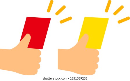 Sent Off With A Yellow Or Red Card.Isolated Vector Illustration Set.