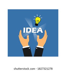 Sentence Ideas And Images Of Light Bulbs On Two Hands