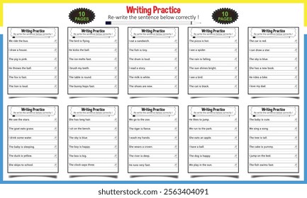 Sentence making vector editable worksheet for children