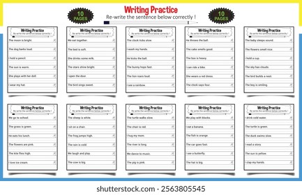 Sentence practice worksheet for child