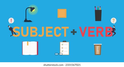 Sentence structure with subject and verb 2d vector illustration concept for banner, website, illustration, landing page, flyer, etc.