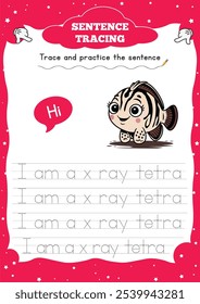 Sentence tracing for kids is a fun educational activity that helps improve handwriting, letter recognition, and fine motor skills. By tracing simple sentences, 