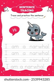 Sentence tracing for kids is a fun educational activity that helps improve handwriting, letter recognition, and fine motor skills. By tracing simple sentences, 