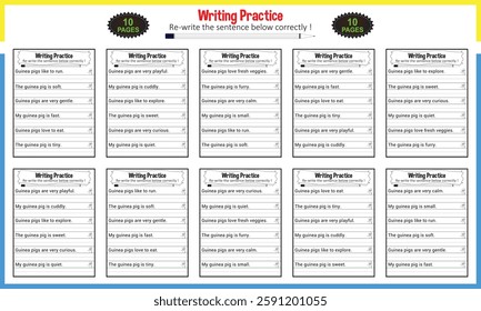 Sentence tracing worksheets for children