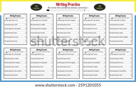 Sentence tracing worksheets for children