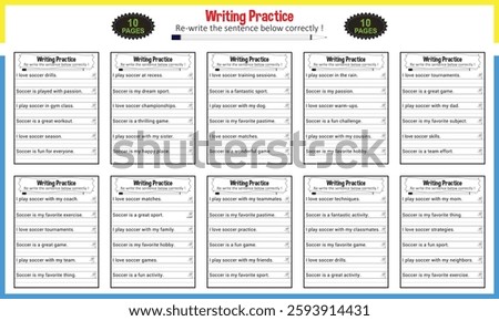 Sentence tracing worksheets for children