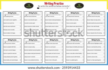 Sentence tracing worksheets for children
