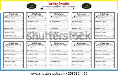 Sentence tracing worksheets for children