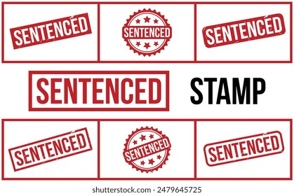 Sentenced Stamp. Red Sentenced Rubber grunge Stamp set