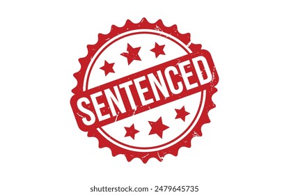 Sentenced Stamp. Red Sentenced Rubber grunge Stamp