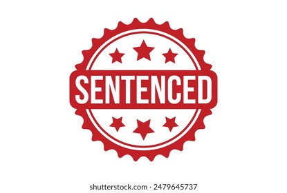 Sentenced Stamp. Red Sentenced Rubber grunge Stamp