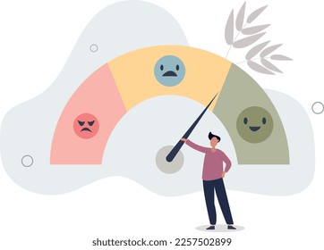 Sentiment-Analyse als AI-Technologie für Meinungsbergbau.Künstliche Intelligenz Werkzeug mit maschinellen Emotionen und Gefühl Erkennung für automatische Auswertung .flache Vektorgrafik.