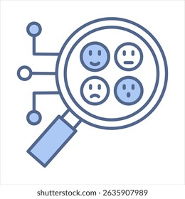 Sentiment Analysis Blue Icon Vector Illustration