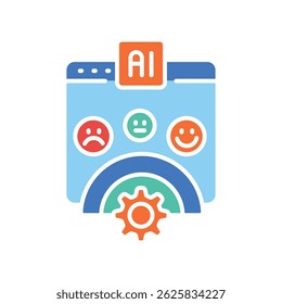 Sentiment analysis color flat icon for digital and print projects.  Minimal clean icons for apps and websites. Modern simple icons for UI UX and branding