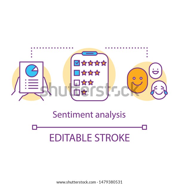 Sentiment analysis concept icon. Client\
satisfaction survey idea thin line illustration. Customer reviews,\
feedback. Service rating. Content analysis. Vector isolated outline\
drawing. Editable\
stroke