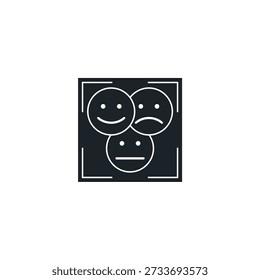Sentiment Analysis Face Icon Scanning Text for Emotion. NLP Opinion Mining, Mood Detection, and Customer Feedback AI Vector