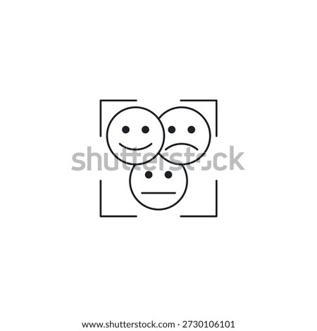 Sentiment Analysis Face Icon Scanning Text for Emotion. NLP Opinion Mining, Mood Detection, and Customer Feedback AI Vector