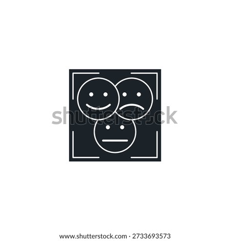 Sentiment Analysis Face Icon Scanning Text for Emotion. NLP Opinion Mining, Mood Detection, and Customer Feedback AI Vector
