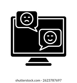 Sentiment Analysis glyph, mini illustration icon. use for modern concept, print, UI, UX kit, web and app development. Vector EPS 10, related to artificial intelligence, technology theme