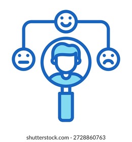 Sentimentanalyse Symbol Blaue Farbart Vektorgrafik