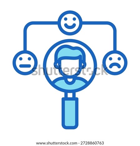 Sentiment Analysis Icon Blue Color Style Vector Illustration