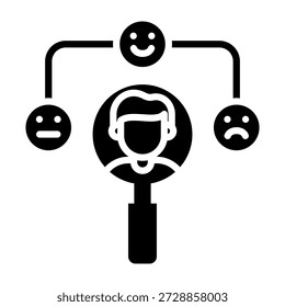 Sentiment Analysis Icon Glyph Style Vector Illustration