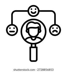 Vektorgrafik mit Symbollinienstil für die Sentimentanalyse