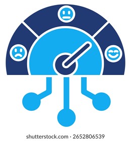 Sentiment analysis icon represented by measuring instrument, emoticons Dualtone style.