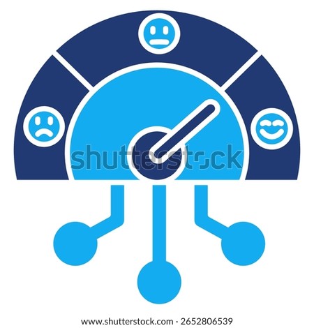 Sentiment analysis icon represented by measuring instrument, emoticons Dualtone style.