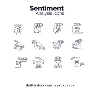 Sentiment Analysis Icon Vektor, Emotion Analysis, Mood Analysis, Opinion Mining, Sentiment Score Symbol, Positive negative Analyse Social Media Sentiment, Markensentiment Icon