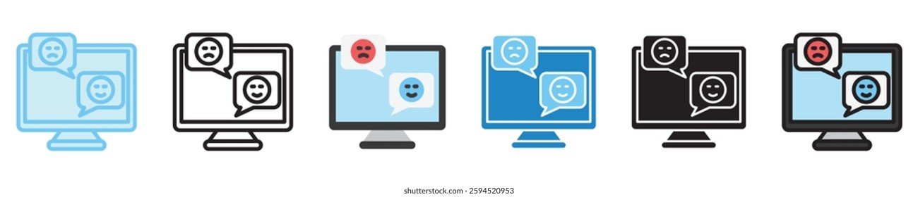 Sentiment Analysis multi style icon set. use for modern concept, print, UI, UX kit, web and app development. Vector EPS 10, related to artificial intelligence, technology theme.