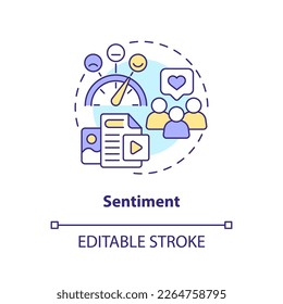 Sentiment concept icon. Users reaction to content. Social media advertising metric abstract idea thin line illustration. Isolated outline drawing. Editable stroke. Arial, Myriad Pro-Bold fonts used