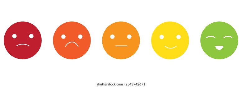 Sentiment feedback icons. Emoticon icon set with different mood faces including smile, sad, angry, good, bad, neutral.