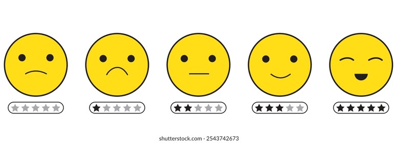 Sentiment feedback icons. Emoticon icon set with different mood faces including smile, sad, angry, good, bad, neutral.