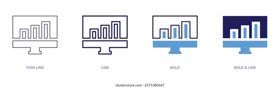 Sentiment insights icon in 4 different styles. Thin Line, Line, Bold, and Bold Line. Duotone style. Editable stroke.