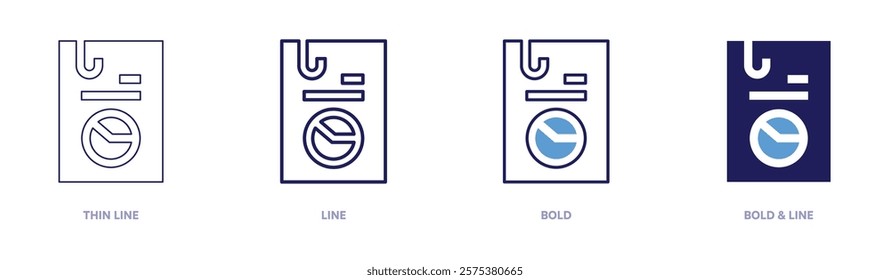 Sentiment trend icon in 4 different styles. Thin Line, Line, Bold, and Bold Line. Duotone style. Editable stroke.