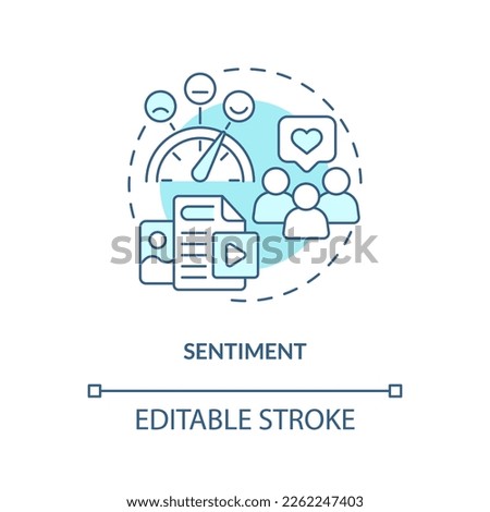 Sentiment turquoise concept icon. Users reactions. Social media advertising metric abstract idea thin line illustration. Isolated outline drawing. Editable stroke. Arial, Myriad Pro-Bold fonts used