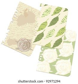 Sentimental old love letter-worn-page notebook with blotches and dry flowers