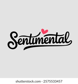 Sentimental script text typography valentine vector  transparent background