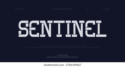 Sentinel, Creative digital abstract sport modern alphabet fonts. Typography technology electronic sport digital game music future creative font. vector illustration
