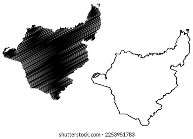 Sento Se municipality (Bahia state, Municipalities of Brazil, Federative Republic of Brazil) map vector illustration, scribble sketch Sento Sé map