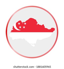 Icono de Sentosa. Forma de la isla con bandera de Sentosa. Signo redondeado con anillo degradado de colores de bandera. Ilustración vectorial cautivadora.