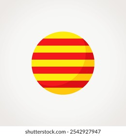 Senyera - bandeira circular da Catalunha. Estilo de design plano.